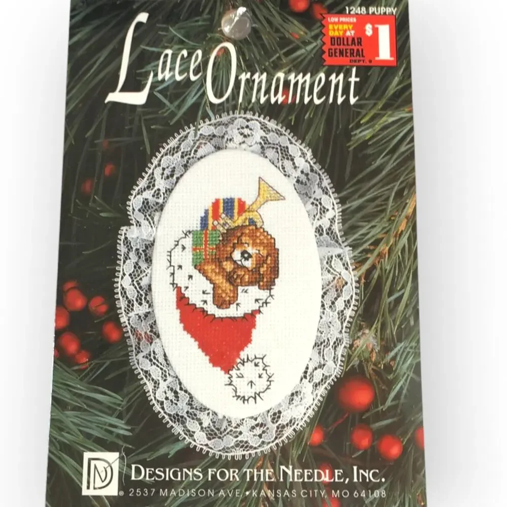 Designs for the Needle Christmas Ornament Cross Stitch Kit 1248 Puppy Dog US NEW